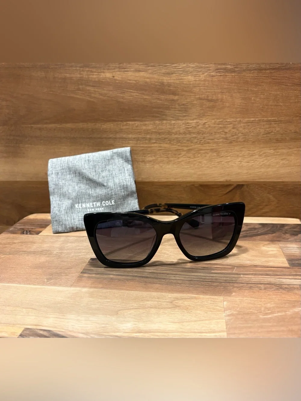 Kenneth Cole Cat Eye Acetate Sunglasses KC00056 Black Gradient Luxury